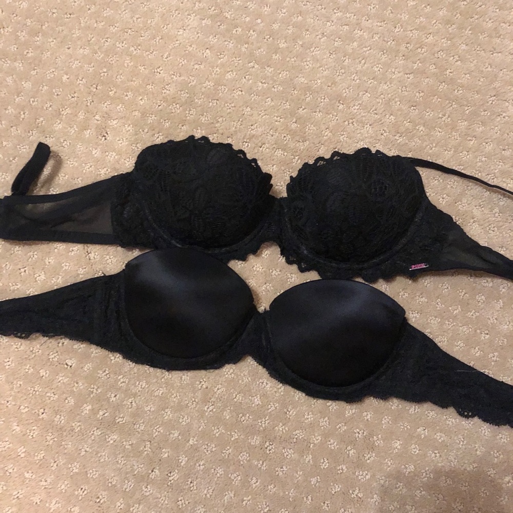 Two black push up bras